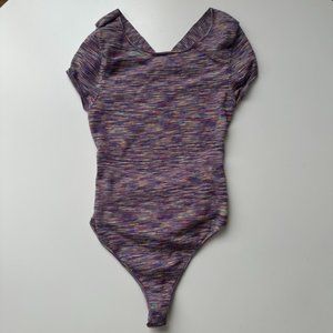 Free People Intimately Short Sleeve Crossback Knit Bodysuit Space Dye M